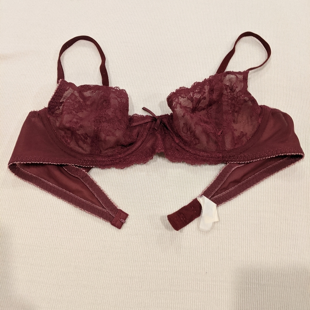 BOGO Felina Unlined Lace Balconette 34C Maroon